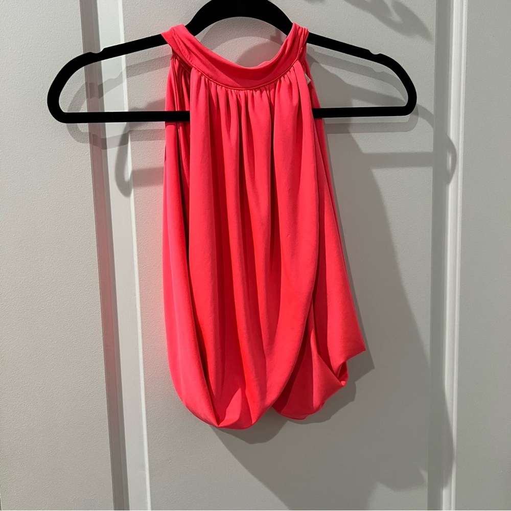 Neon pink superdown halter crop top
